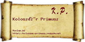 Koloszár Primusz névjegykártya